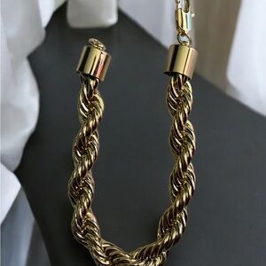 Luxurious Chunky Style 14k Gold Electroplated Twisted Rope 8 Inch Bracelet